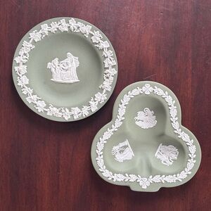 Sage Green Vintage Wedgwood Jasperware Trinket Dishes